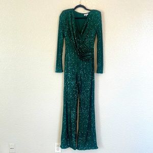 Green sequin jumper.